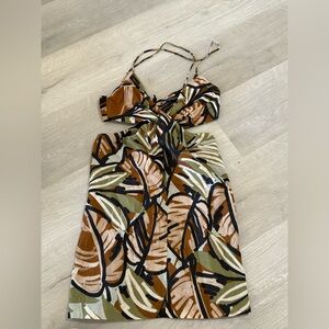 Zara Dress with Leafy Print in Brown and Green